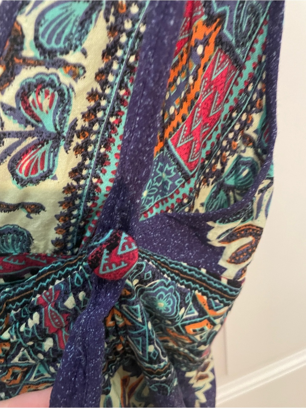 Bohemian V-Neck Maxi Dress in Purple Magenta Teal - Picture 6 of 14